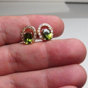 14k Diamond & Peridot Earring Studs